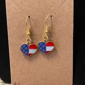 American flag heart earrings